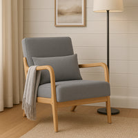 Kamden Pine Wood Armchair Charcoal Grey