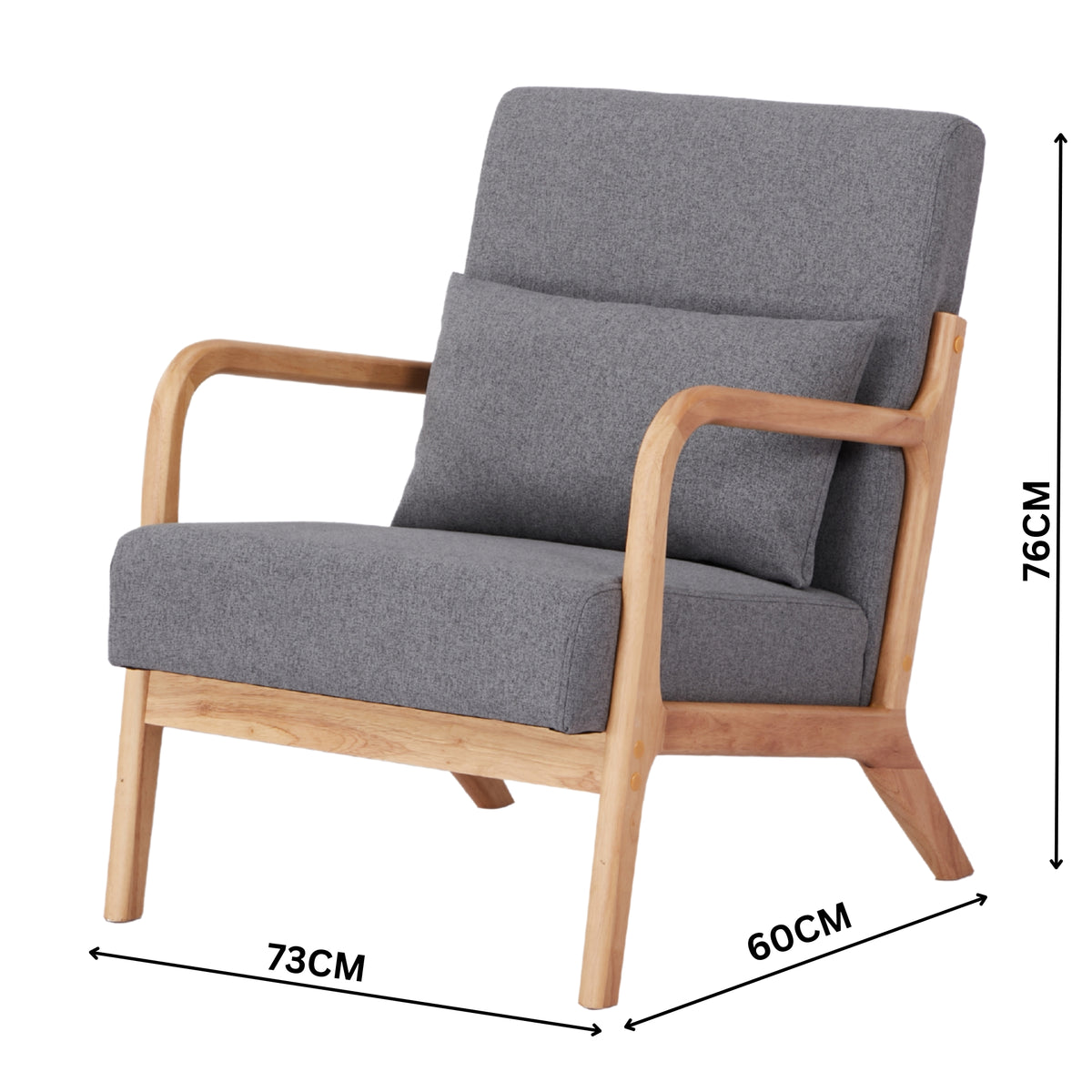 Kamden Pine Wood Armchair Charcoal Grey
