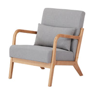 Kamden Pine Wood Armchair Light Grey