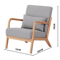 Kamden Pine Wood Armchair Light Grey