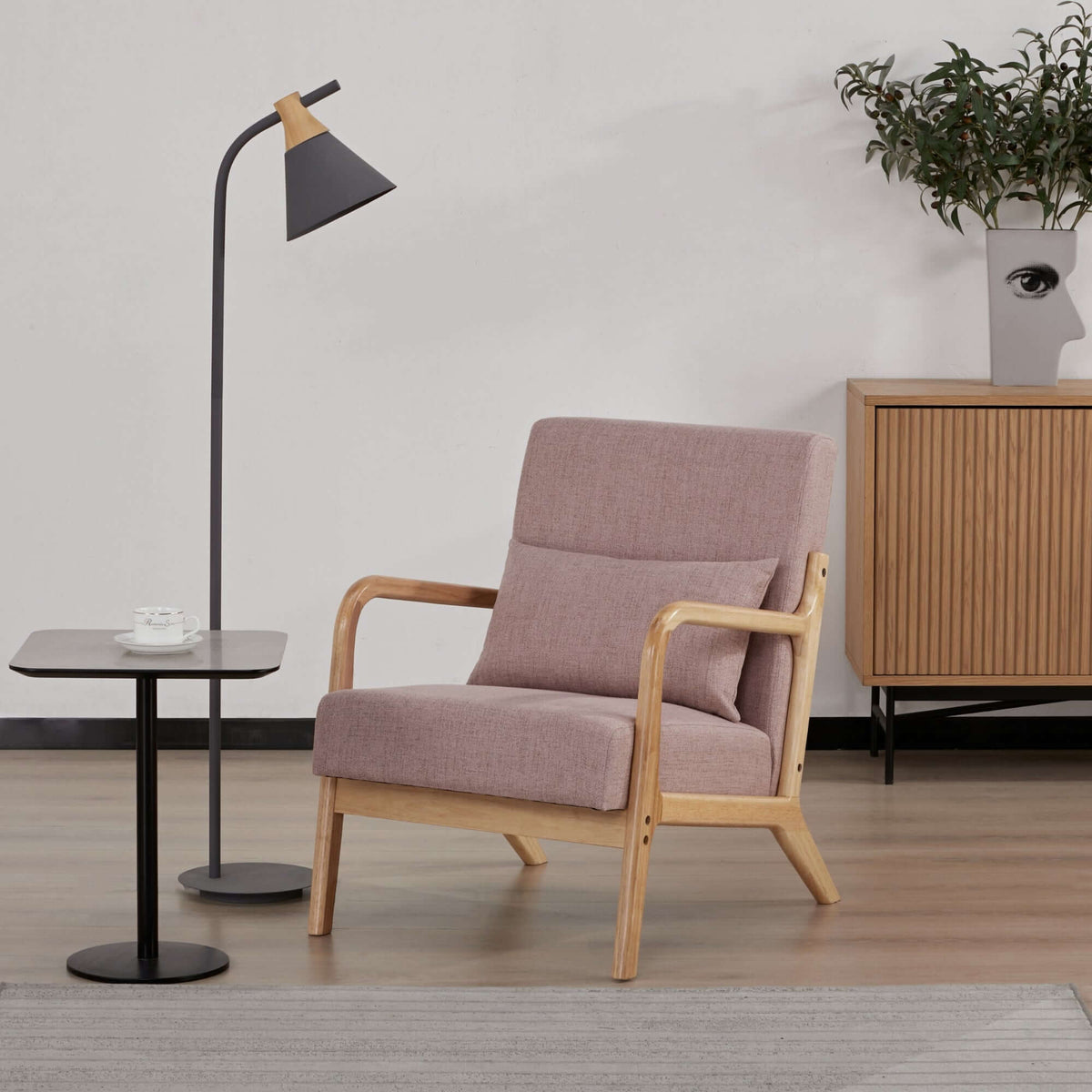 Kamden Pine Wood Armchair Pink