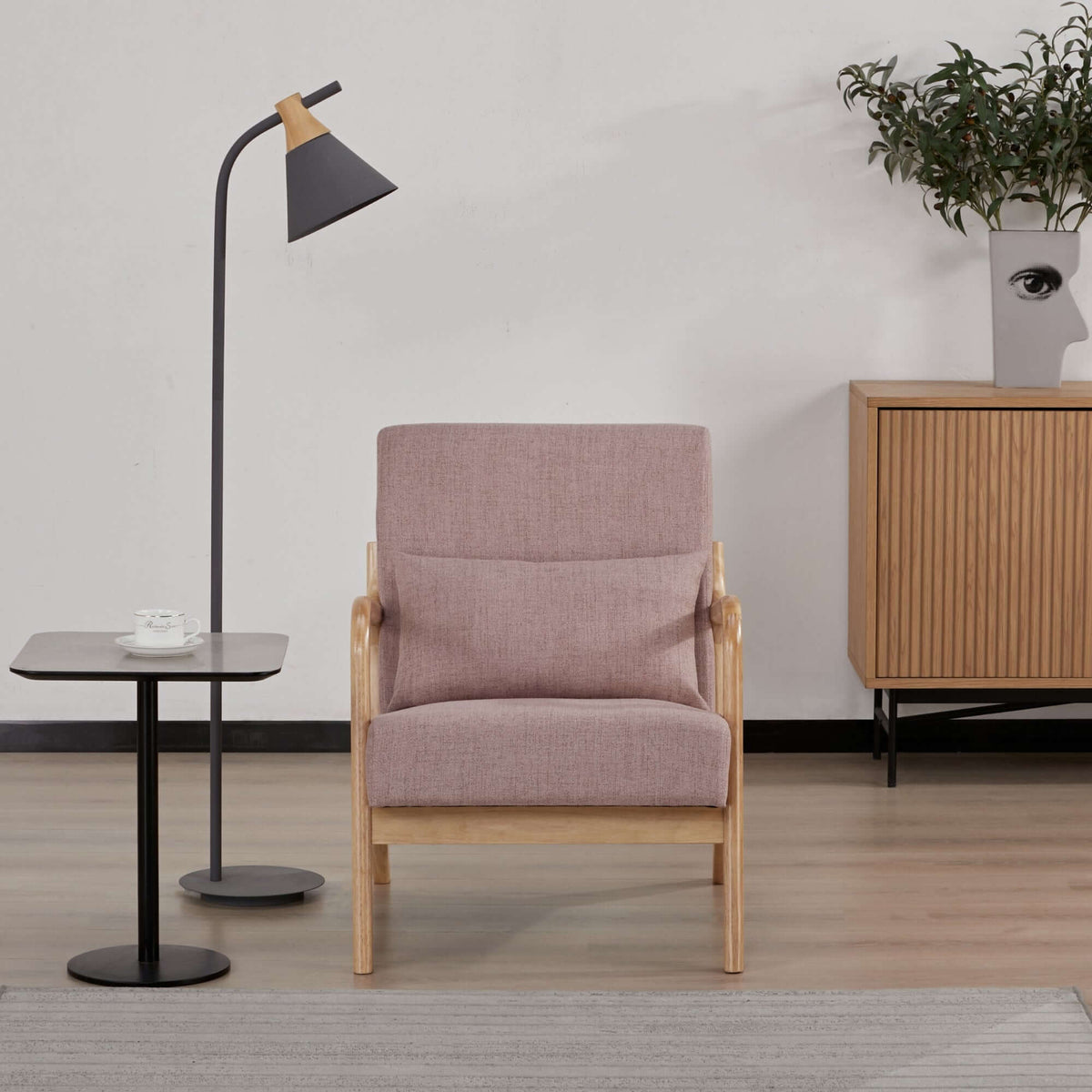 Kamden Pine Wood Armchair Pink