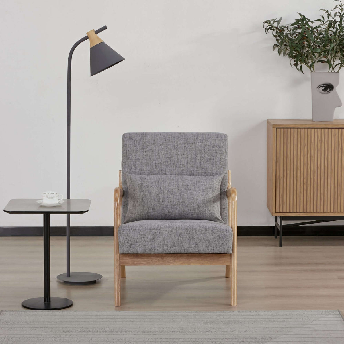 Kamden Pine Wood Armchair Grey
