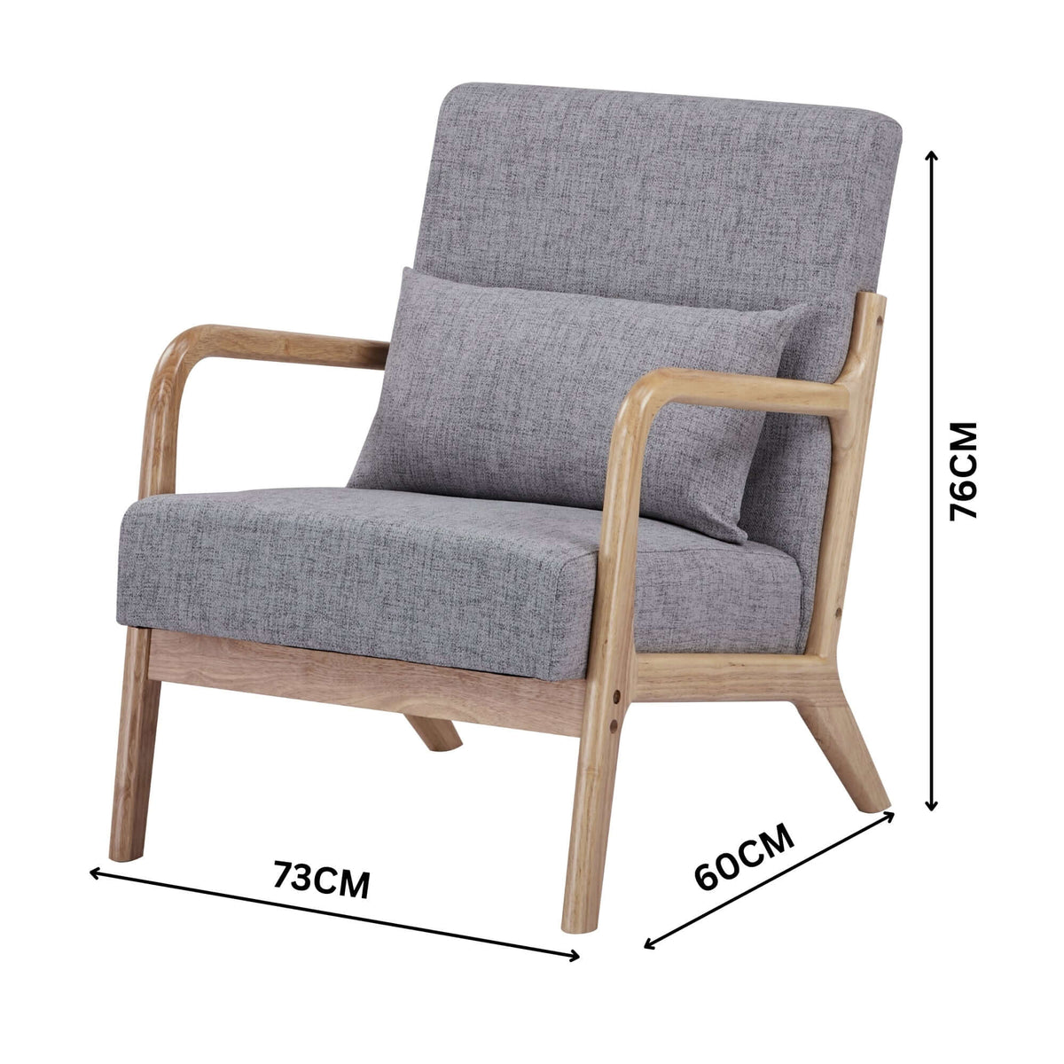 Kamden Pine Wood Armchair Grey