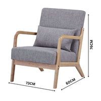 Kamden Pine Wood Armchair Grey