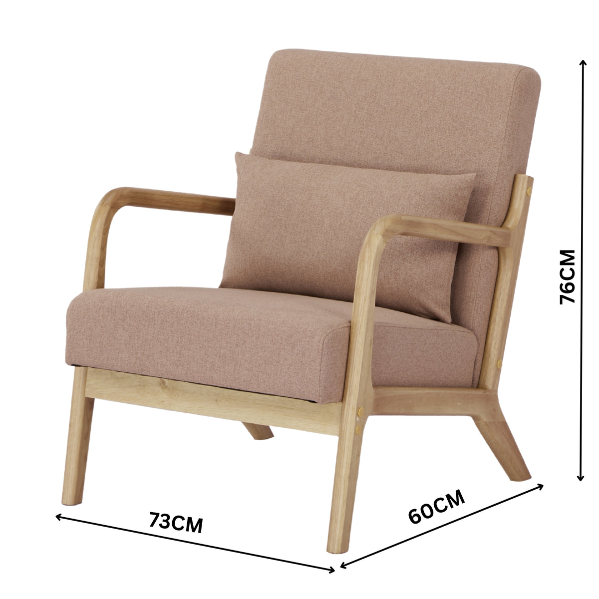 Kamden Pine Wood Armchair Light Pink