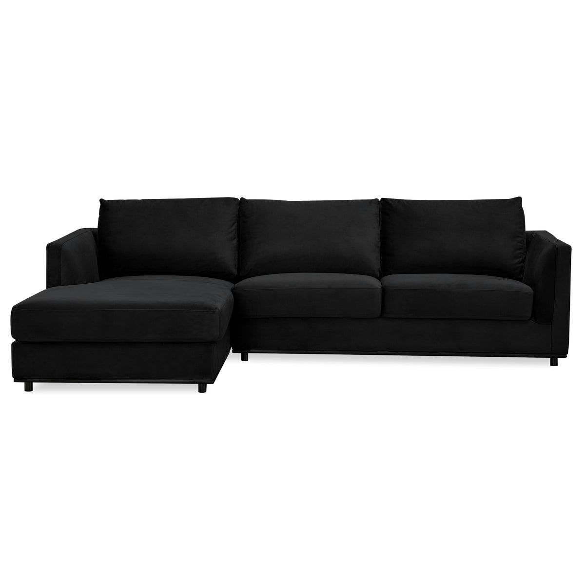 Kennedi 2 Seater Fabric Chaise Sofa Black Left