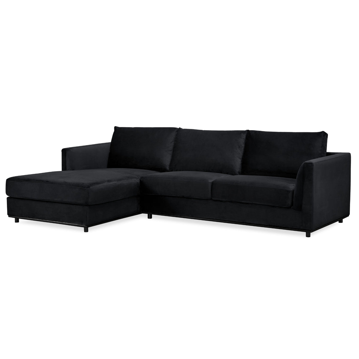 Kennedi 2 Seater Fabric Chaise Sofa Black Left