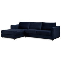 Kennedi 2 Seater Fabric Chaise Sofa Navy Left