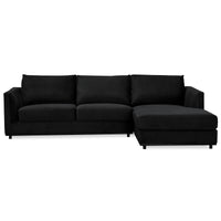 Kennedi 2 Seater Fabric Chaise Sofa Black Right