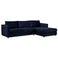 Kennedi 2 Seater Fabric Chaise Sofa Navy Right