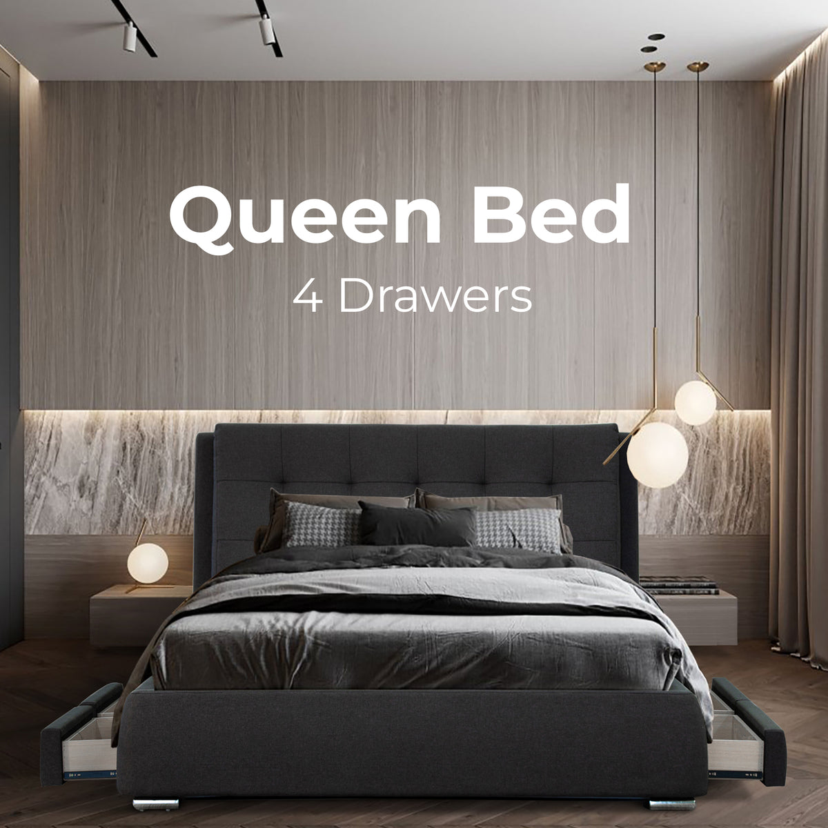 Kiama Bed Frame Grey Queen 