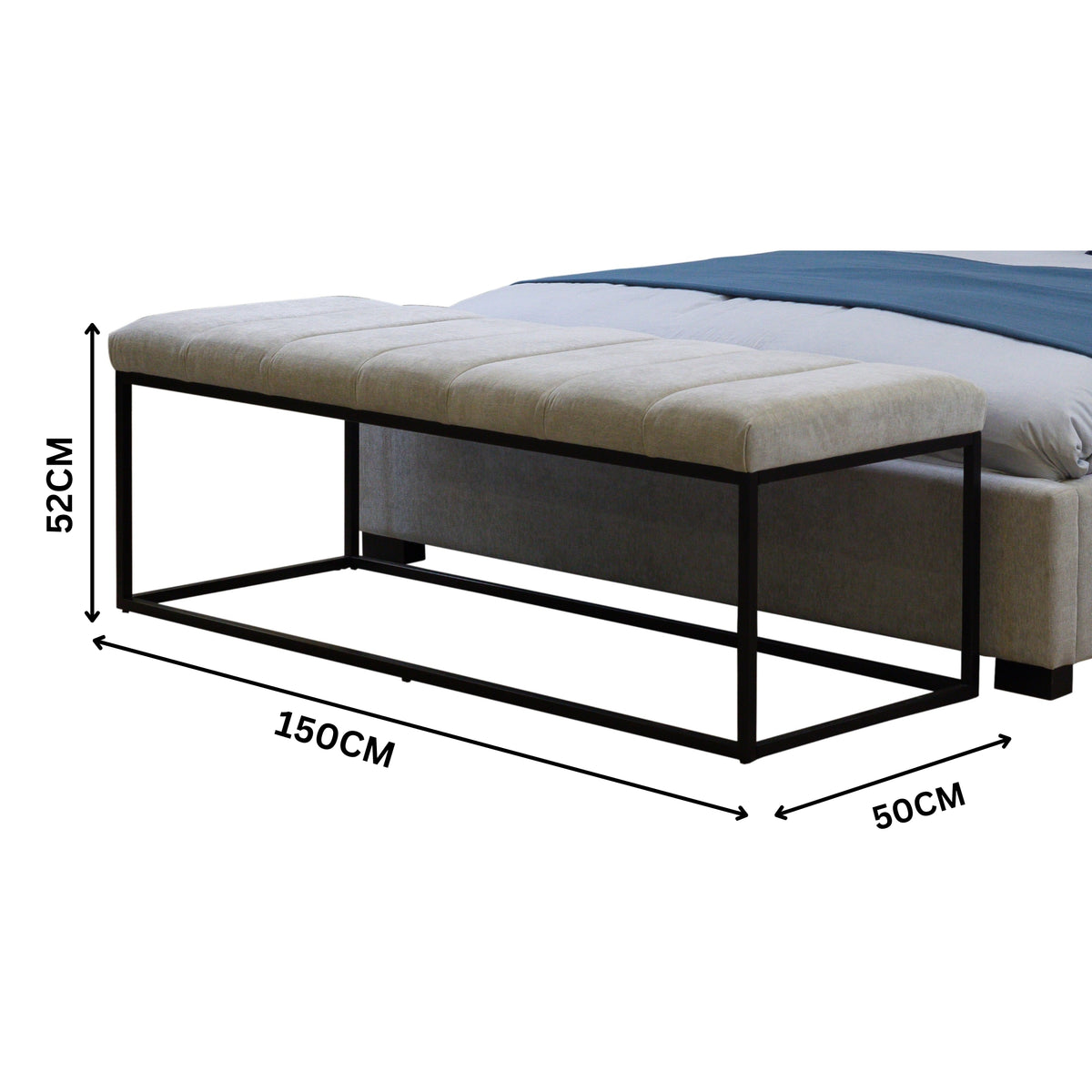 Klim 150cm Bed End Seat Bench Ottoman Grey