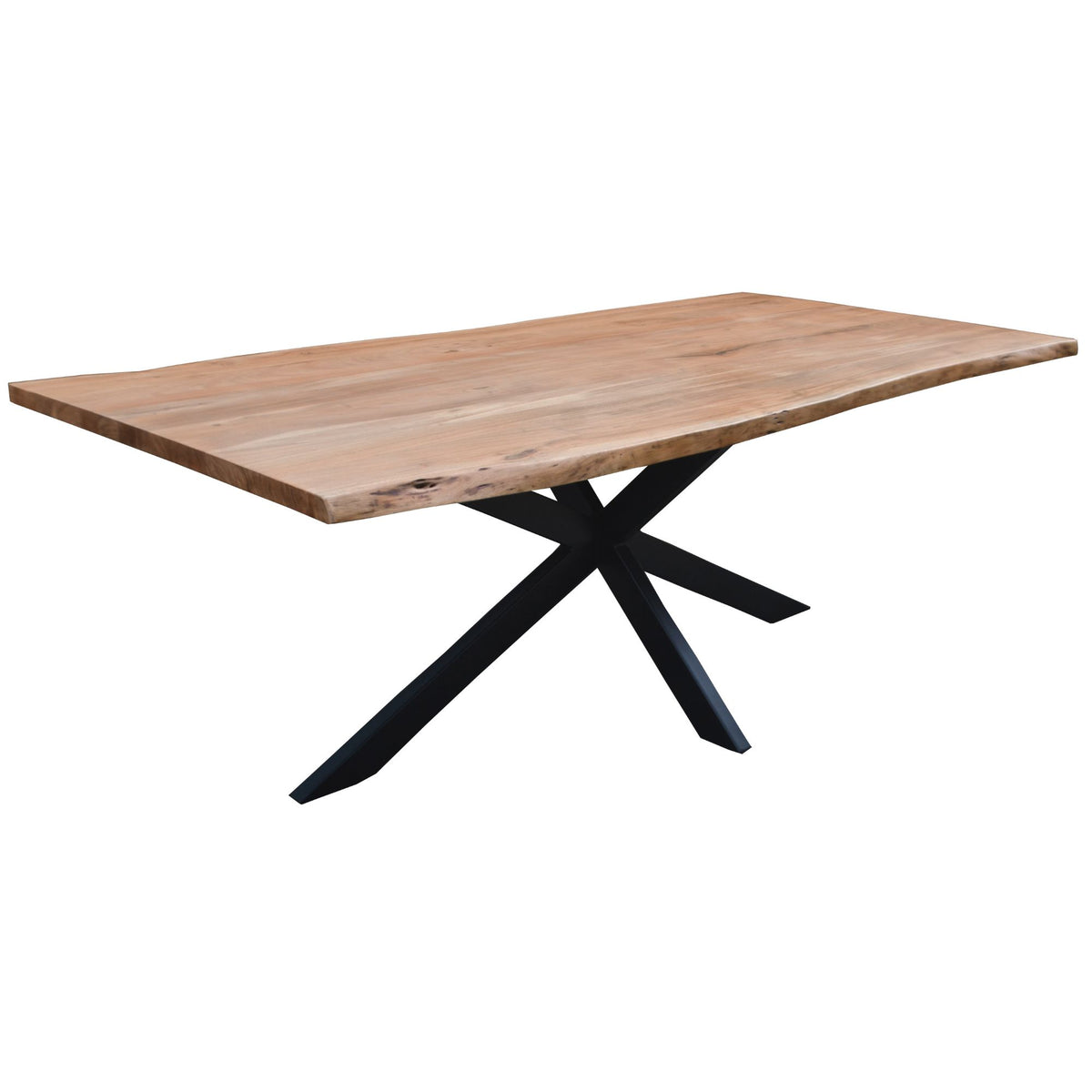 Lantana 9pc 240cm Dining Table 8 Black Wishbone Chair Set Live Edge Acacia Wood