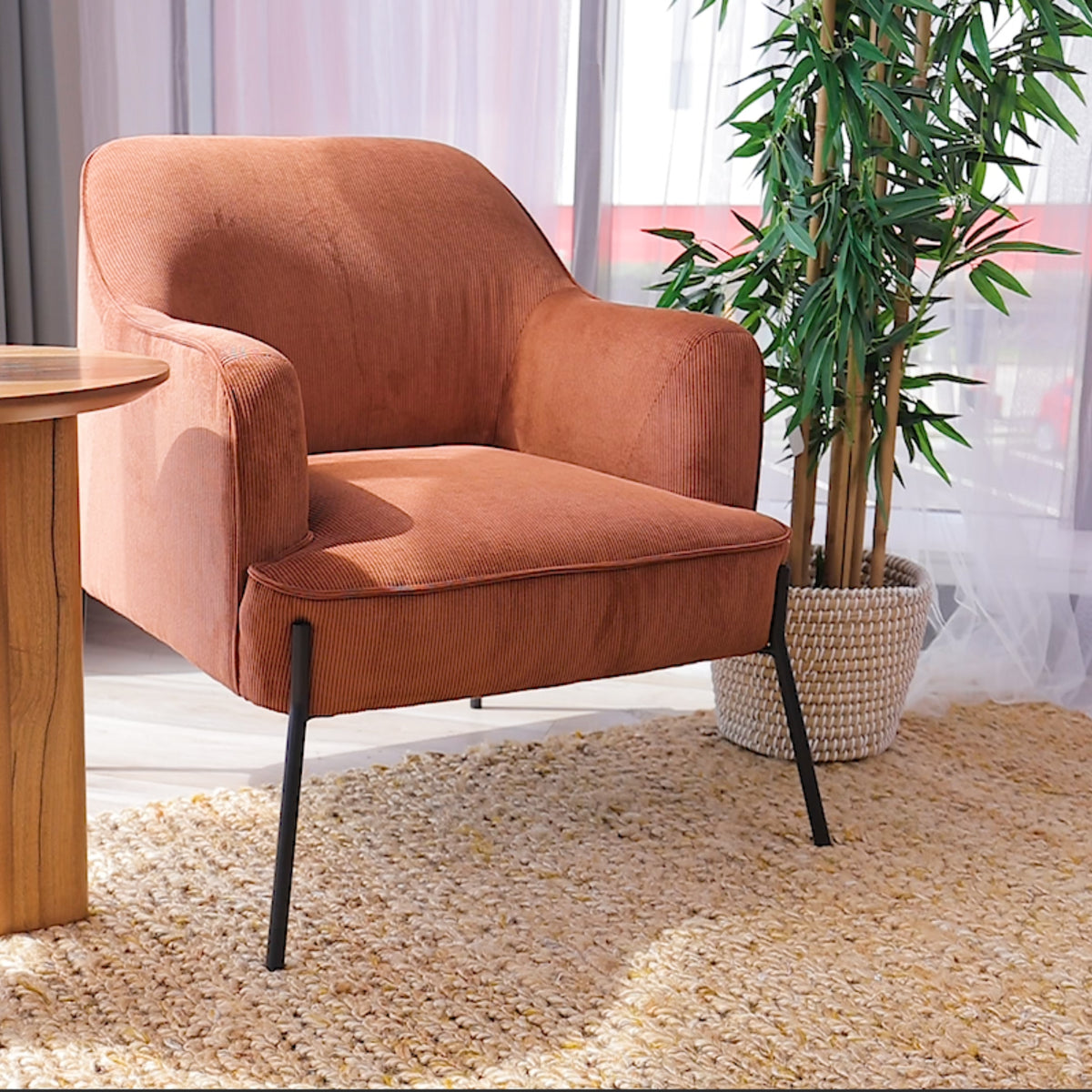 Leah Fabric Armchair Accent Chair Brown 