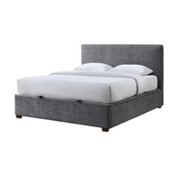 Lenna King Bed Frame Gaslift Storage Fabric Upholstery Steel Grey