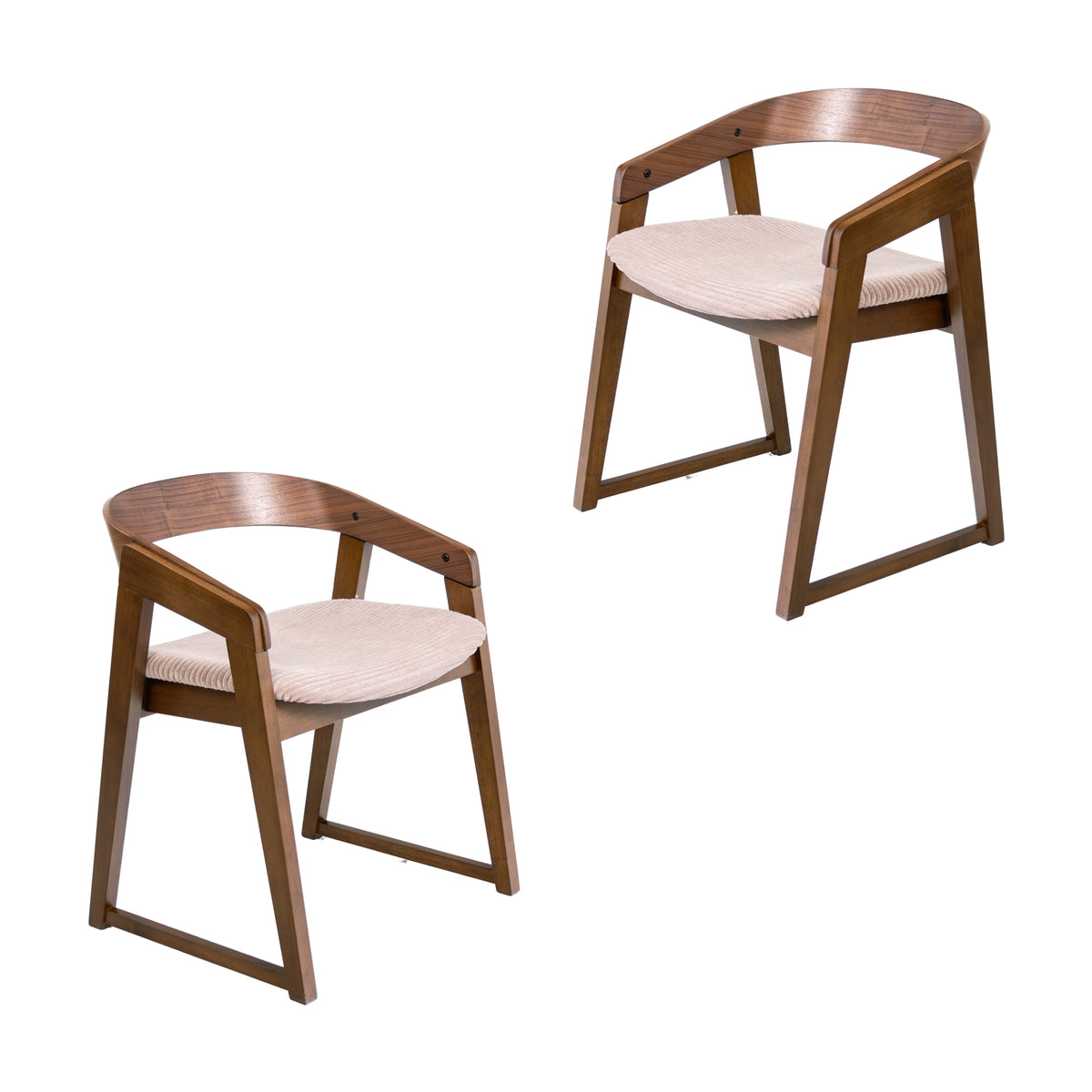 Mattia 2pc Set Dining Chair Mauve Pink Fabric Seat Walnut