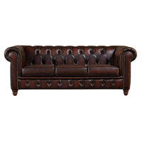 Max Chesterfield Leather Sofa 1+2+3 Sofa Set Antique Brown