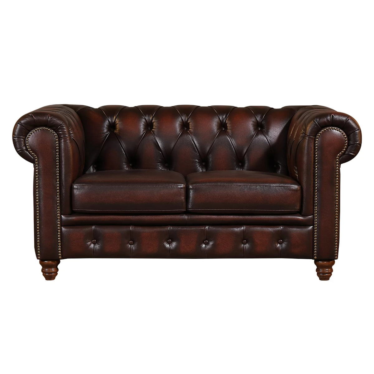 Max Chesterfield Leather Sofa 1+2+3 Sofa Set Antique Brown