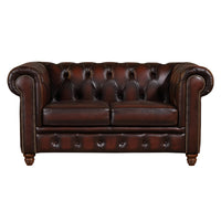 Max Chesterfield Leather Sofa 1+2+3 Sofa Set Antique Brown