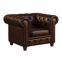 Max Chesterfield Leather Sofa 1+2+3 Sofa Set Antique Brown