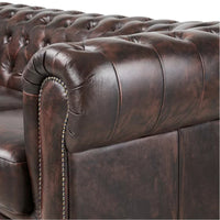 Max Chesterfield Leather Sofa 1+2+3 Sofa Set Antique Brown