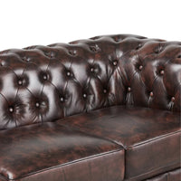 Max Chesterfield Leather Sofa 1+2+3 Sofa Set Antique Brown