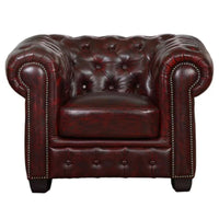 Max Chesterfield Leather Sofa 1+2+3 Sofa Set Antique Red