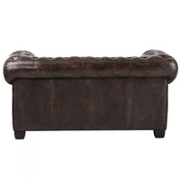 Max Chesterfield Leather Sofa 2 Seater Antique Brown