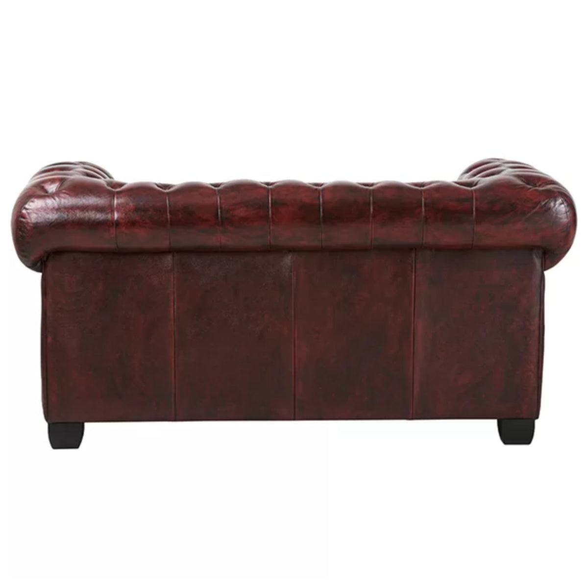Max Chesterfield Leather Sofa 2 Seater Antique Red