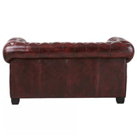Max Chesterfield Leather Sofa 2 Seater Antique Red