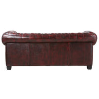 Max Chesterfield Leather Sofa 3 Seater Antique Red