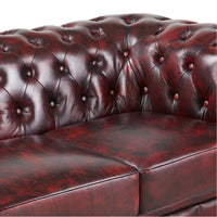 Max Chesterfield Leather Sofa 3 Seater Antique Red