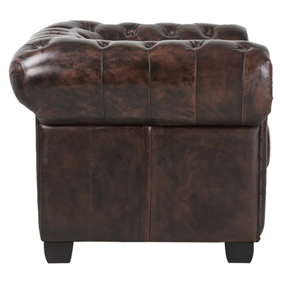 Max Chesterfield Leather Armchair Ottoman Armchair Antique Brown