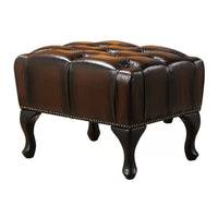 Max Chesterfield Leather Armchair Ottoman Wing Armchair + Ottoman Antique Brown
