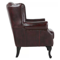Max Chesterfield Leather Armchair Ottoman Wing Armchair + Ottoman Antique Red