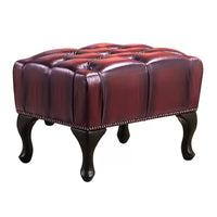 Max Chesterfield Leather Armchair Ottoman Wing Armchair + Ottoman Antique Red