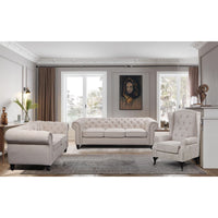 Mellowly Set of 2 Wing Back Chair Sofa Fabric Chesterfield Armchair  - Beige