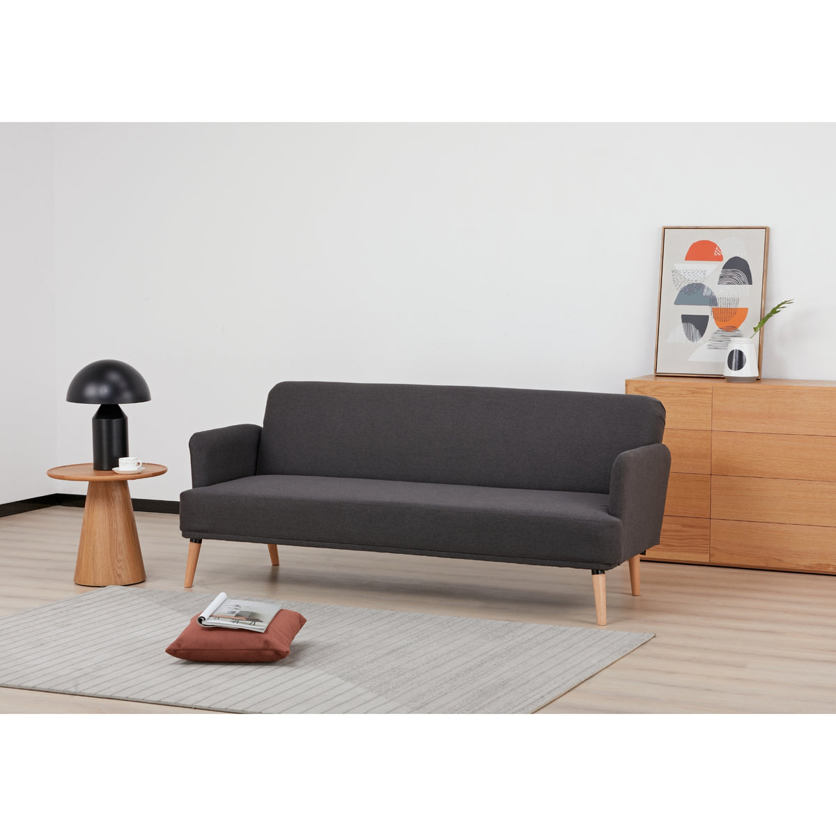 Merlin 3 Seater Sofa Bed Charcoal