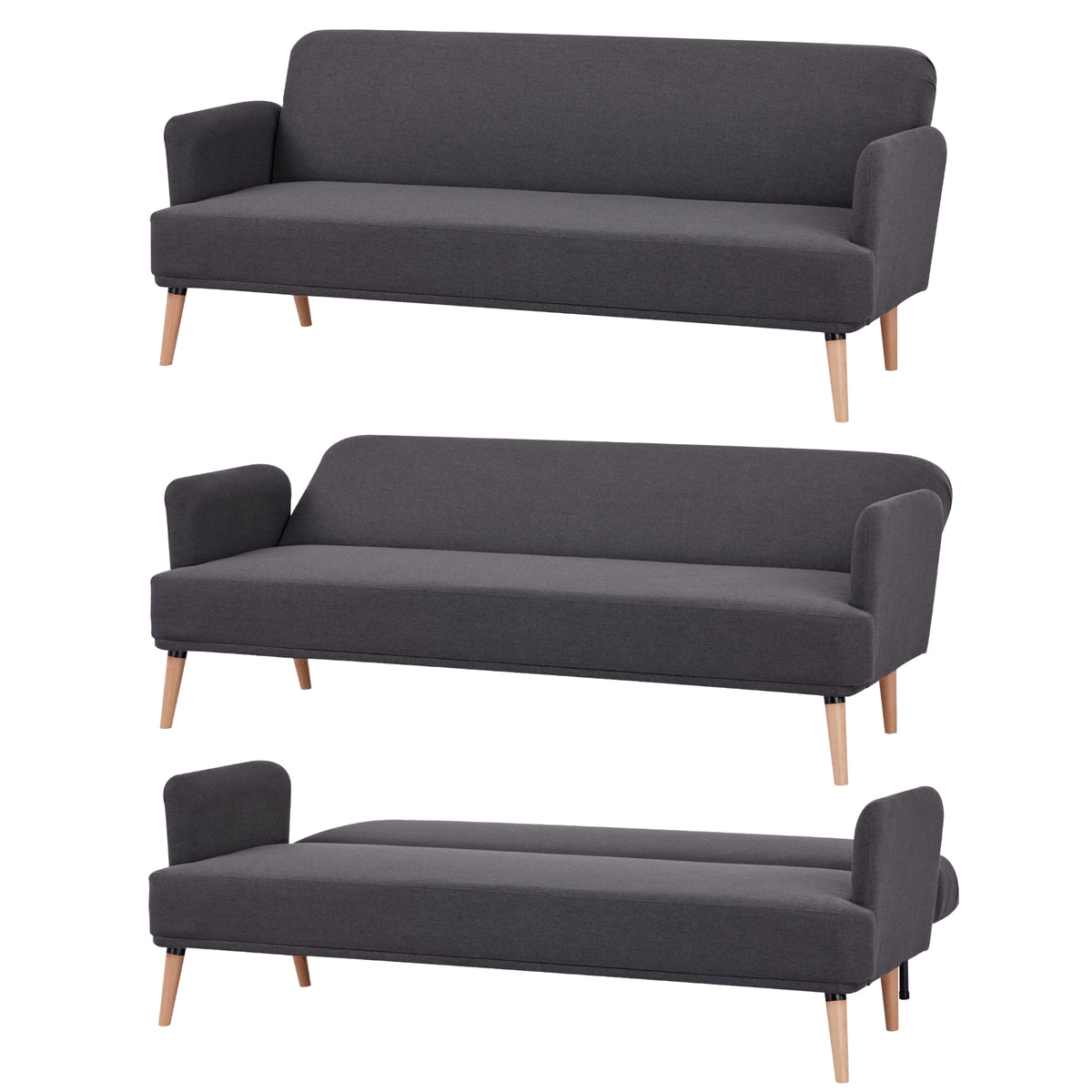 Merlin 3 Seater Sofa Bed Charcoal