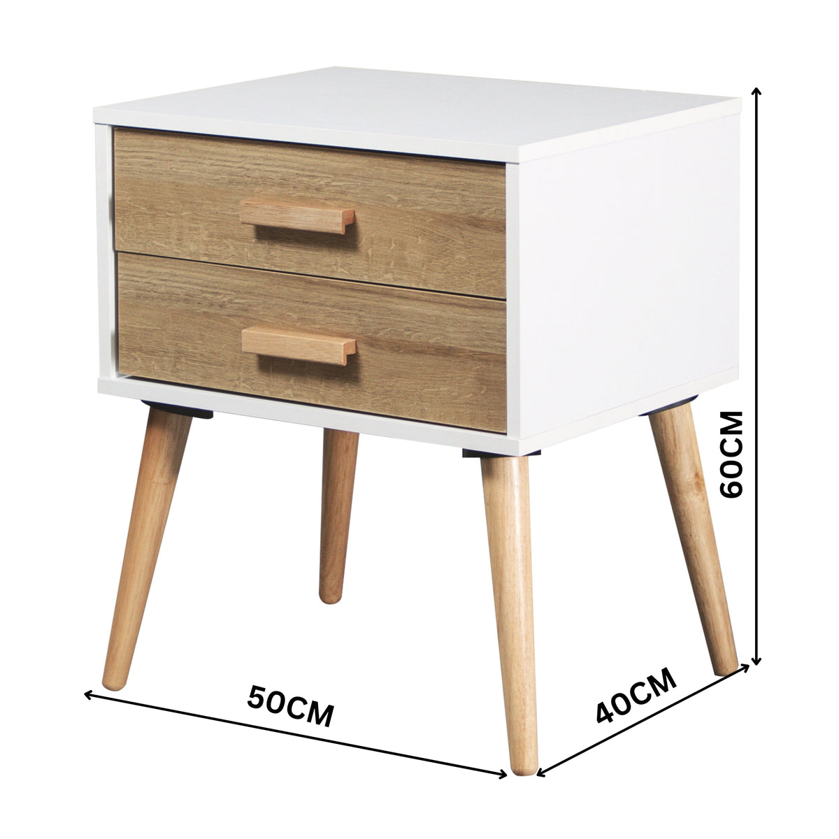 Myst 2 Drawers Bedside Table Nightstand Side End Bedroom Storage Cabinet White