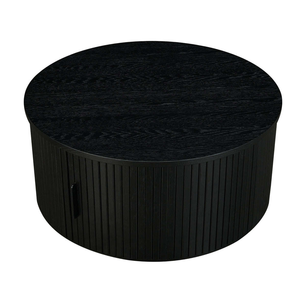 Norman 80cm Timber Round Coffee Table With Storage Black