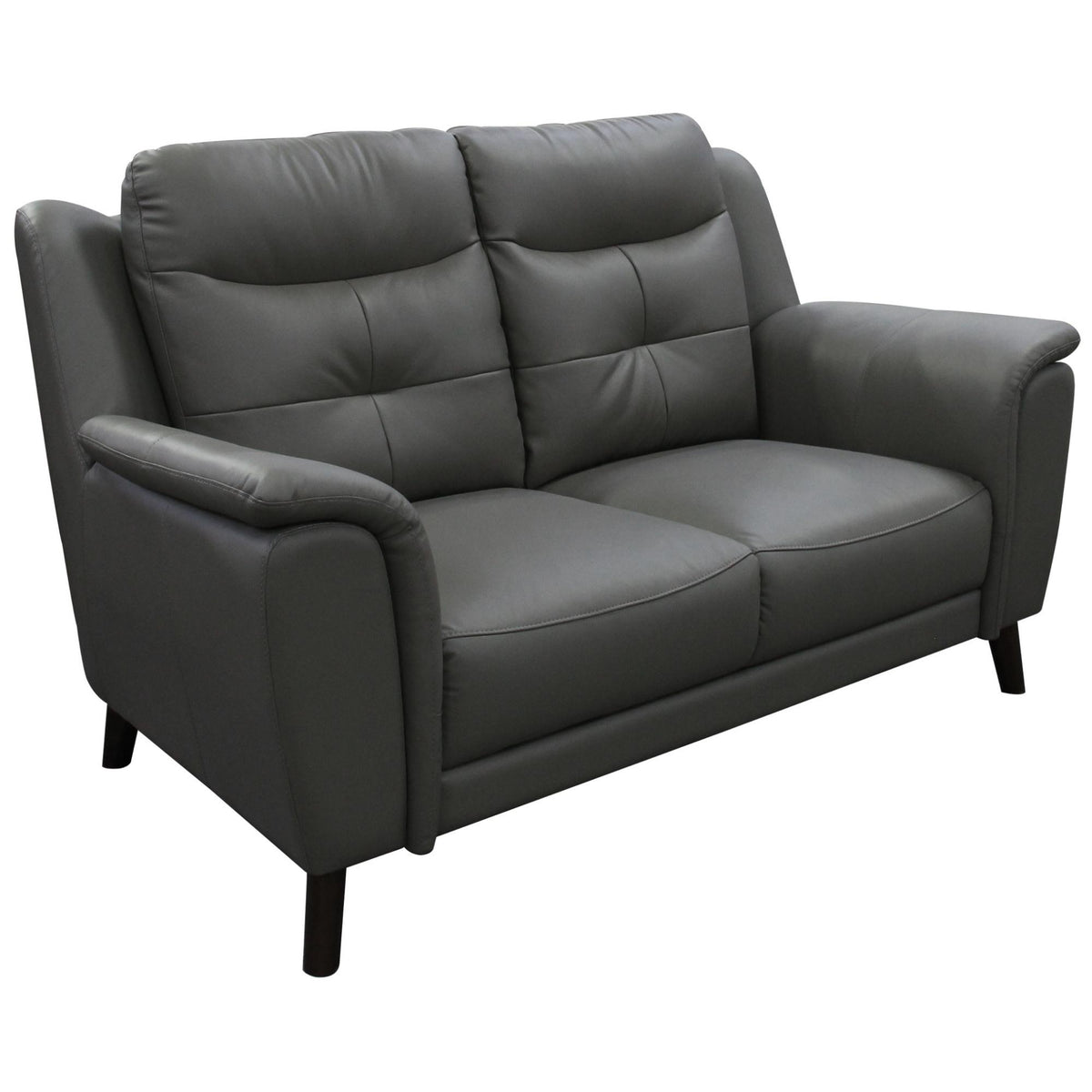 Opal 2 Seater Leather Sofa Gunmetal