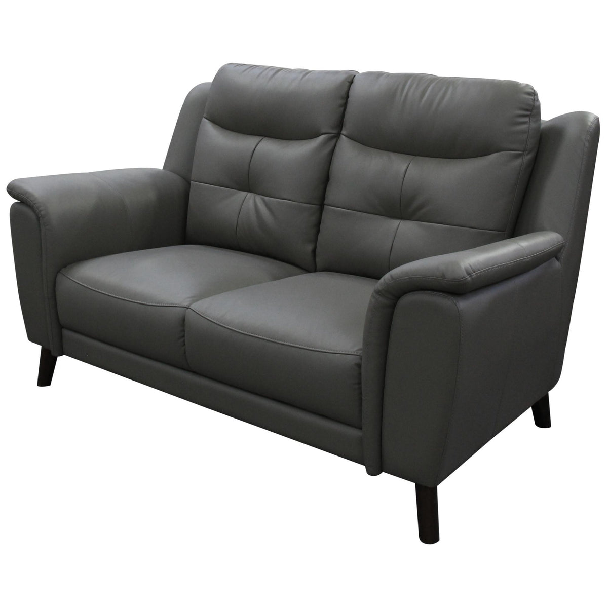 Opal 2 Seater Leather Sofa Gunmetal