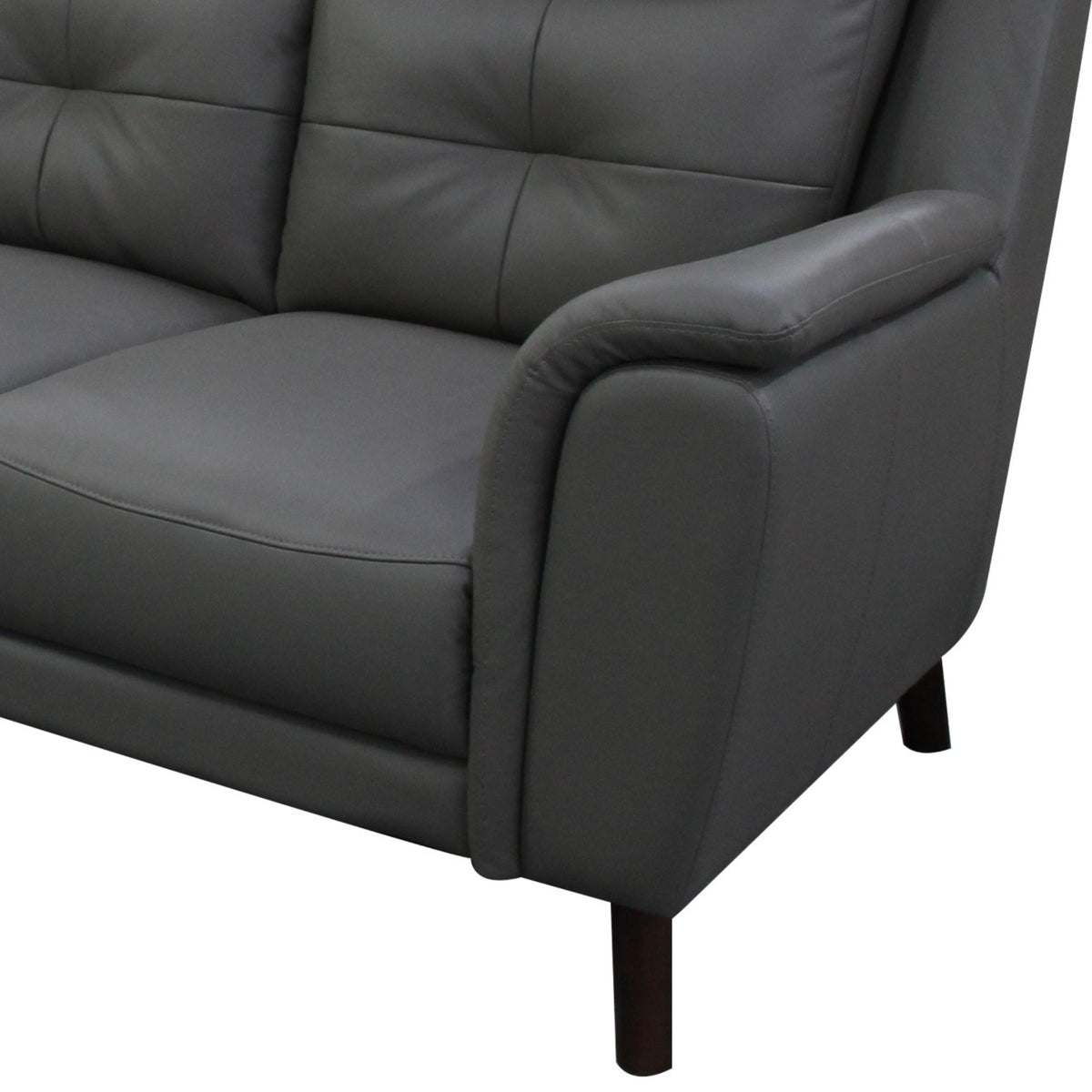 Opal 2 Seater Leather Sofa Gunmetal