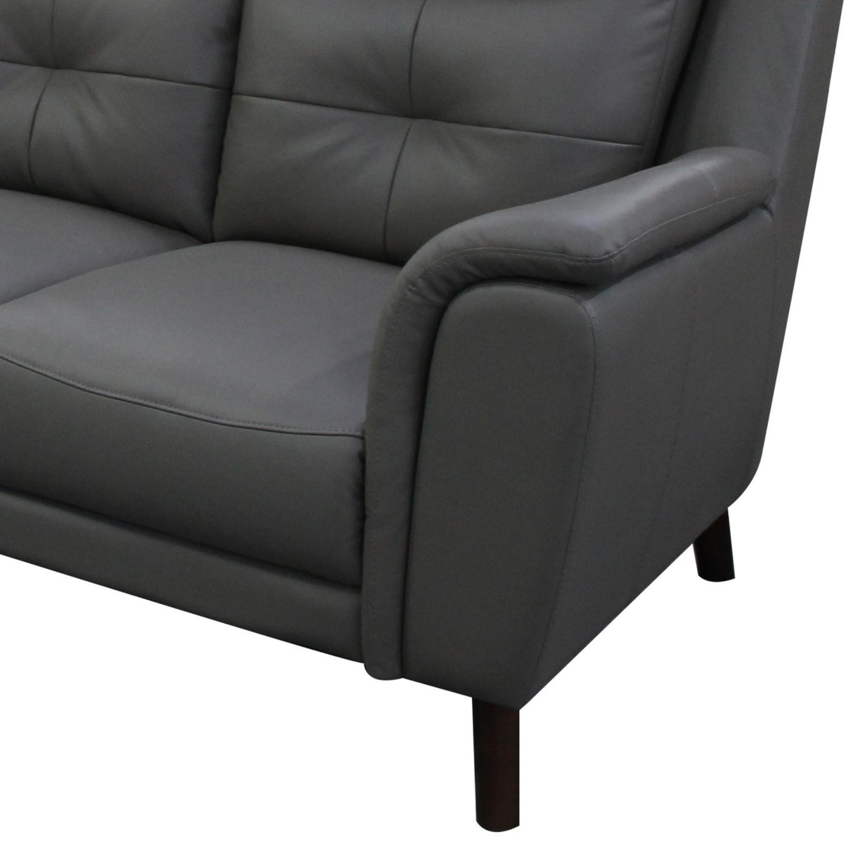 Opal 2 Seater Leather Sofa Gunmetal 