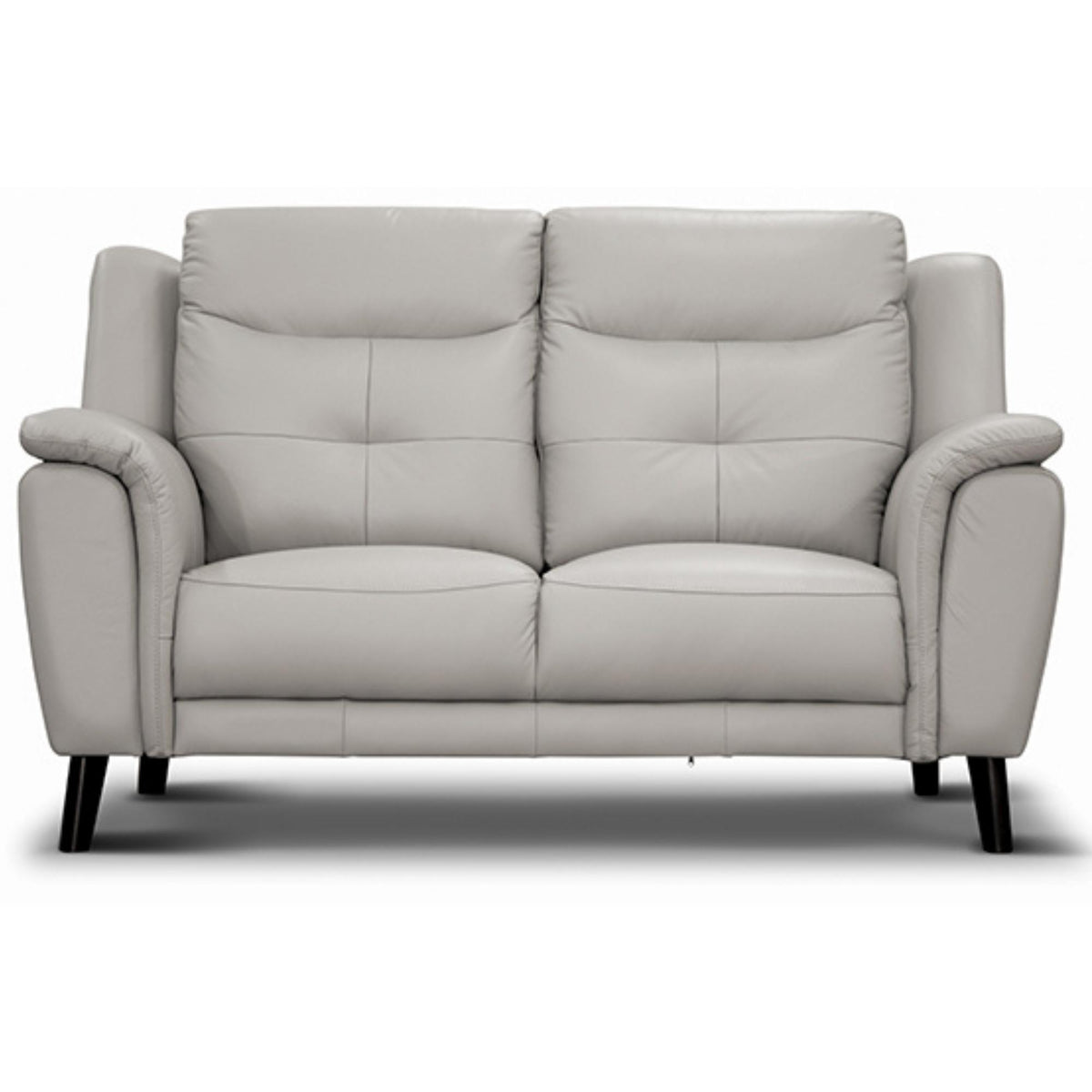 Opal 2 Seater Leather Sofa Silver