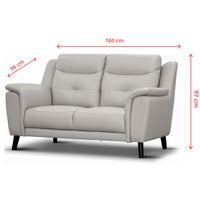 Opal 2 Seater Leather Sofa Silver