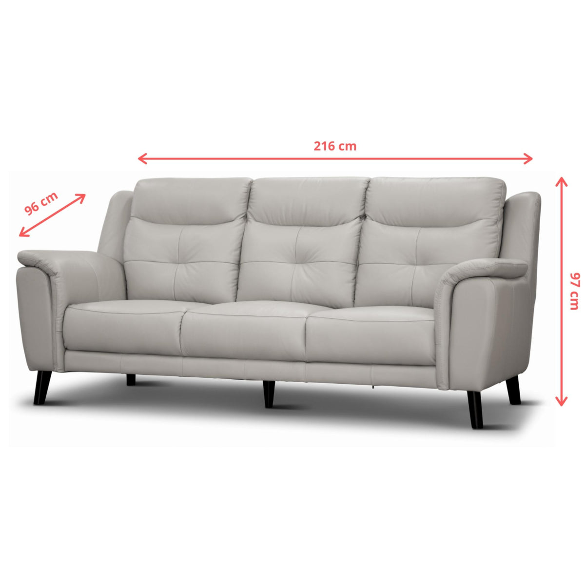 Opal 2+3 Seater Leather Sofa Silver 