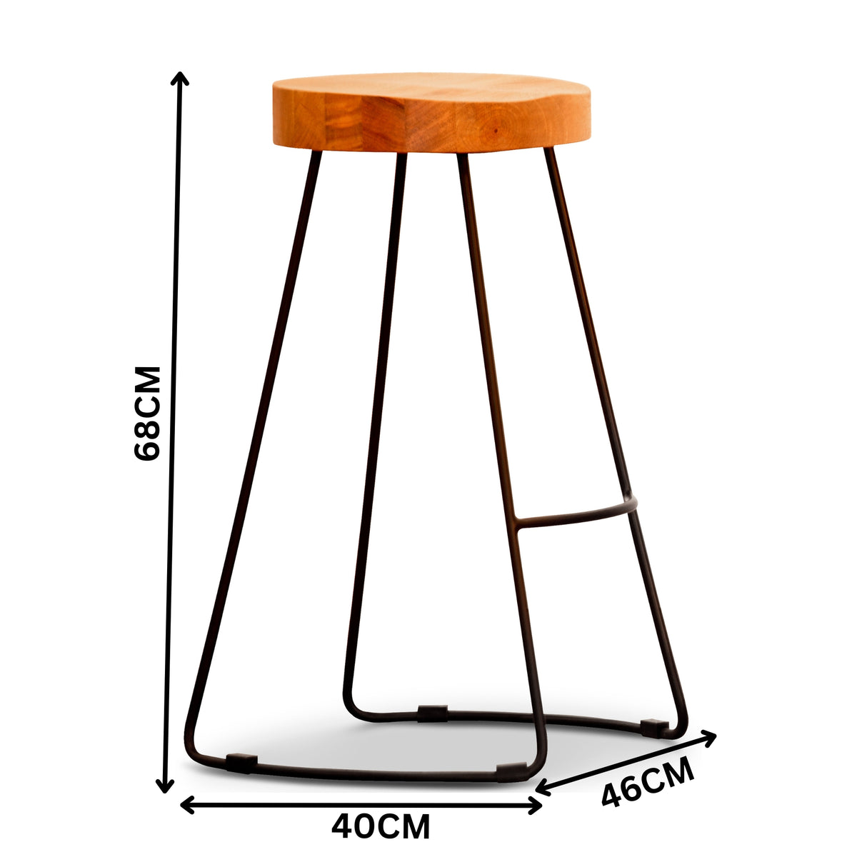 Otte Barstool Bar Chair Metal Frame Black Oak